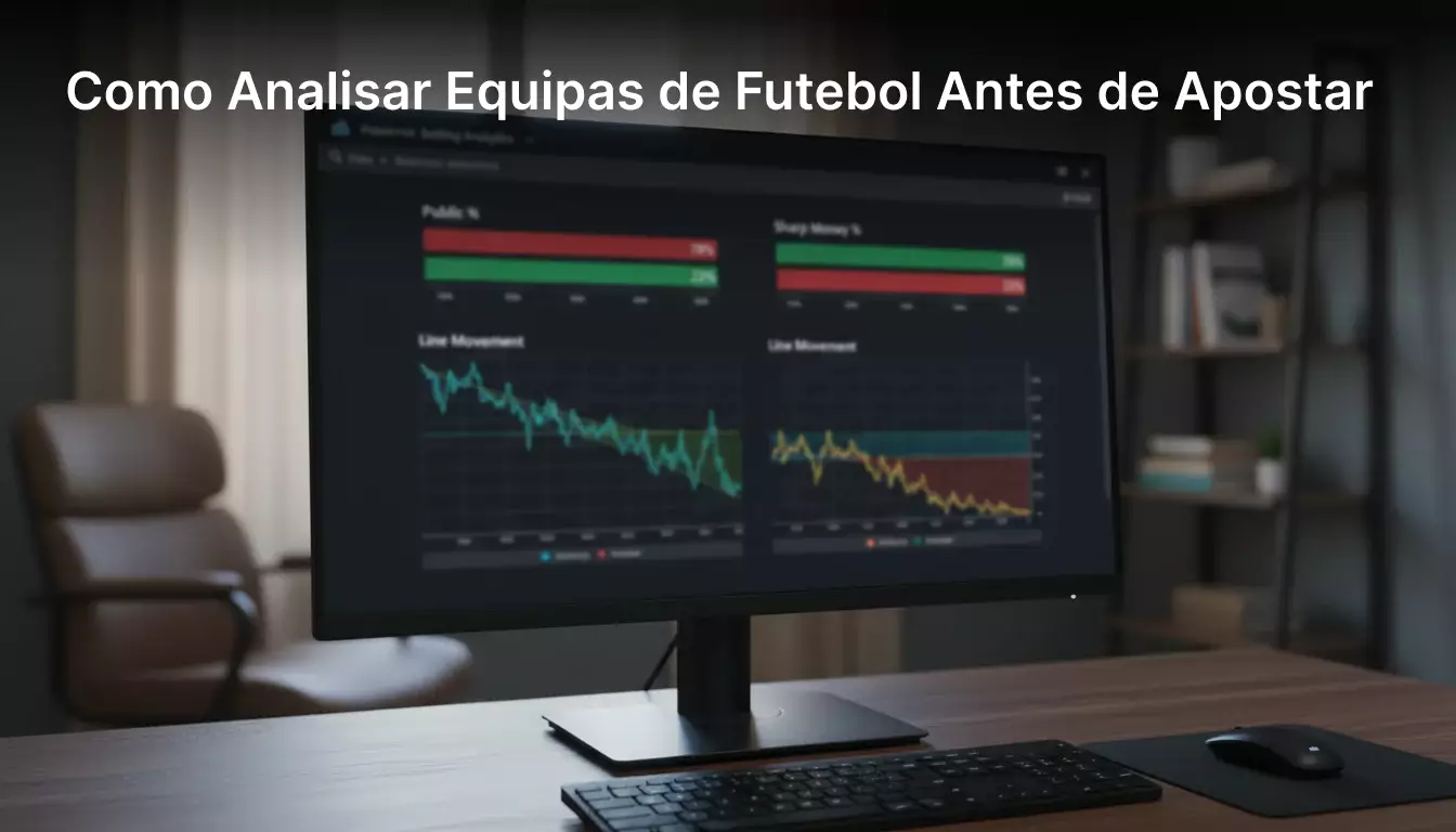 Ecrã de computador mostrando percentagens de apostas públicas e movimento de odds