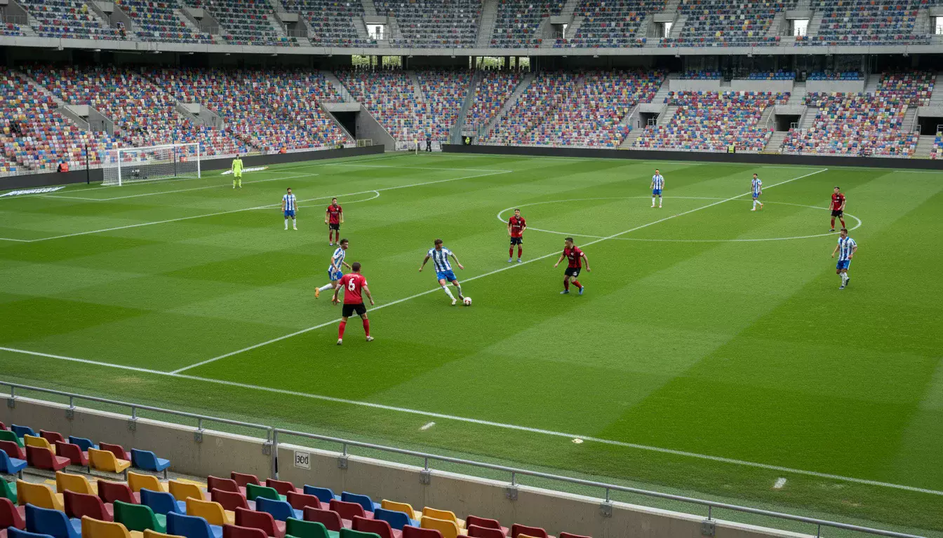 Estádio de futebol vazio durante um jogo profissional