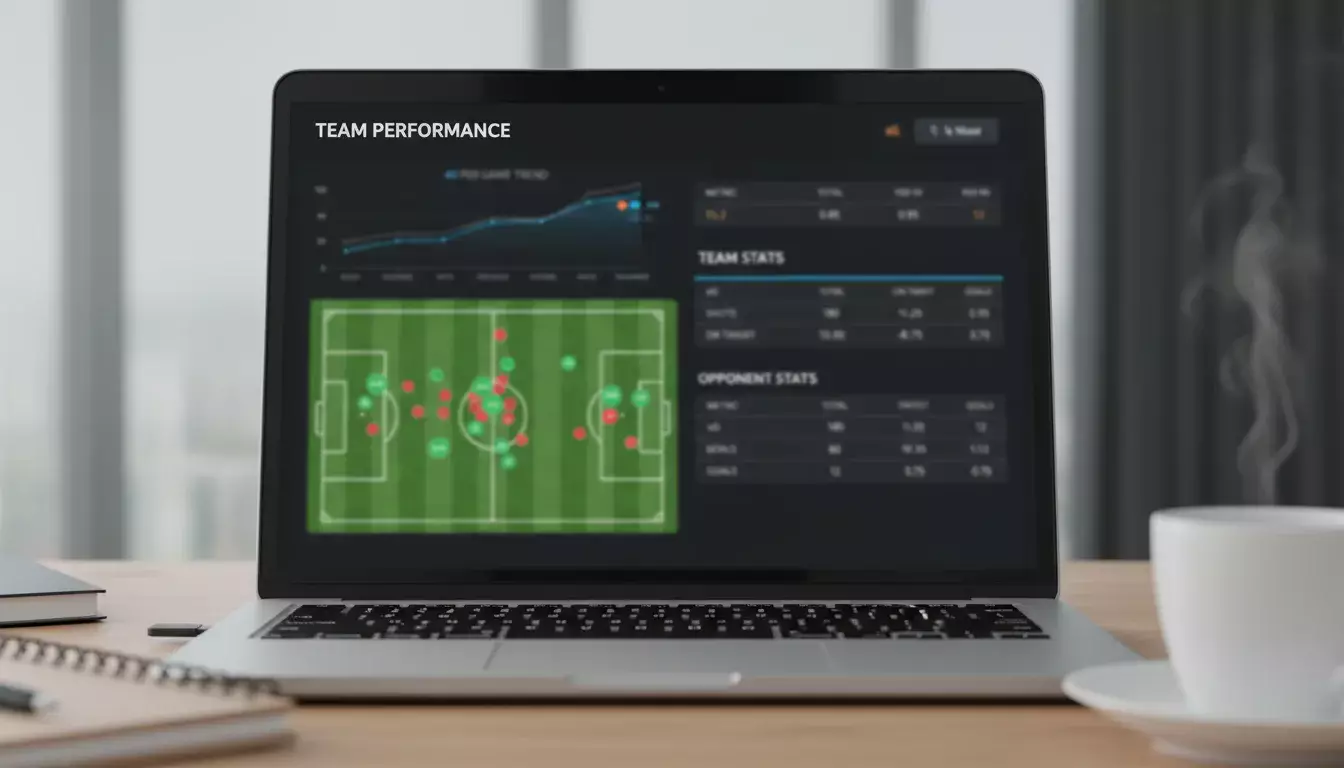 Ecrã de computador mostrando plataforma de análise de xG com dados de equipas