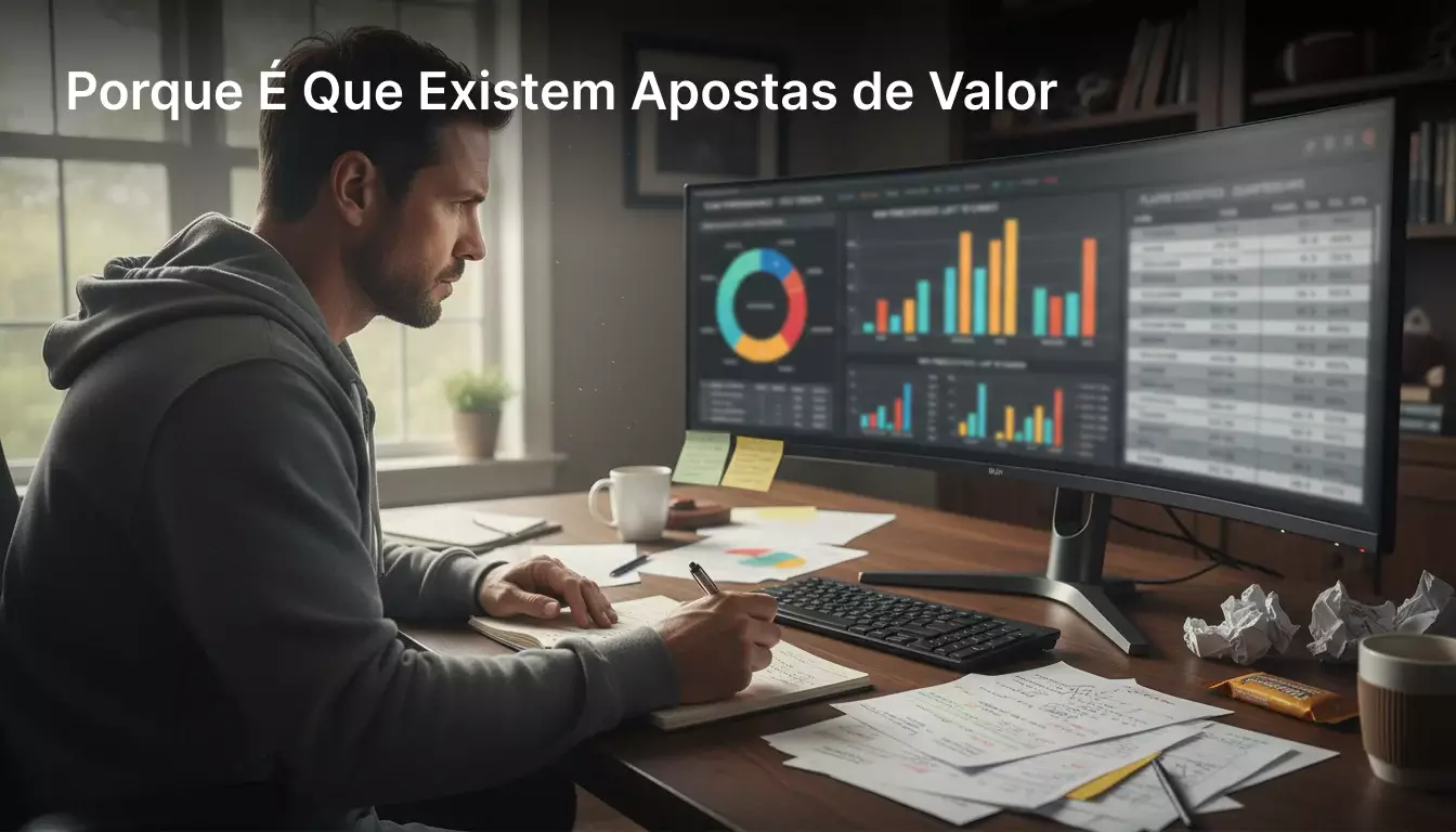 Analista a estudar estatísticas de futebol num ecrã com gráficos e dados de equipas