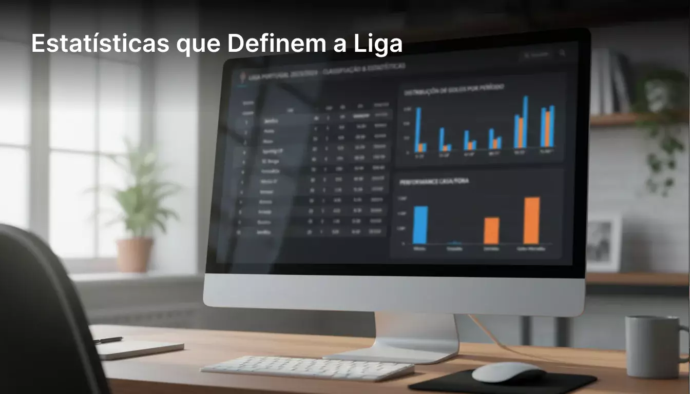 Ecrã mostrando estatísticas e tabela classificativa da Liga Portugal