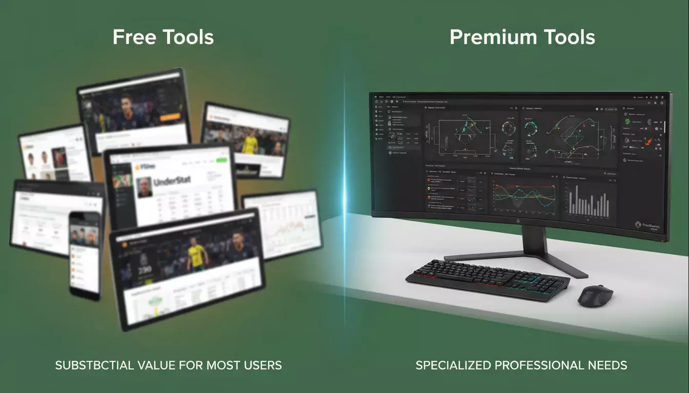 Comparação visual entre ferramentas gratuitas e premium de análise