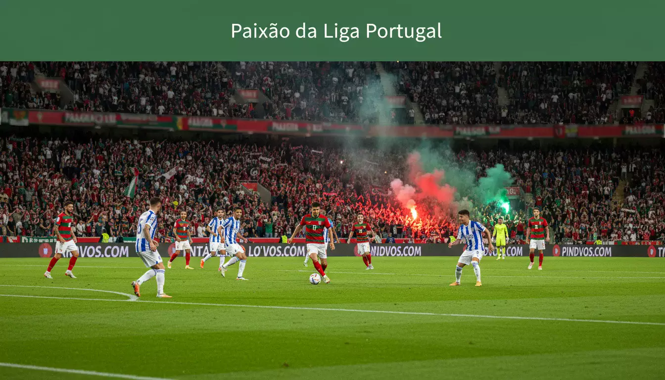 Estádio de futebol português lotado durante jogo nocturno